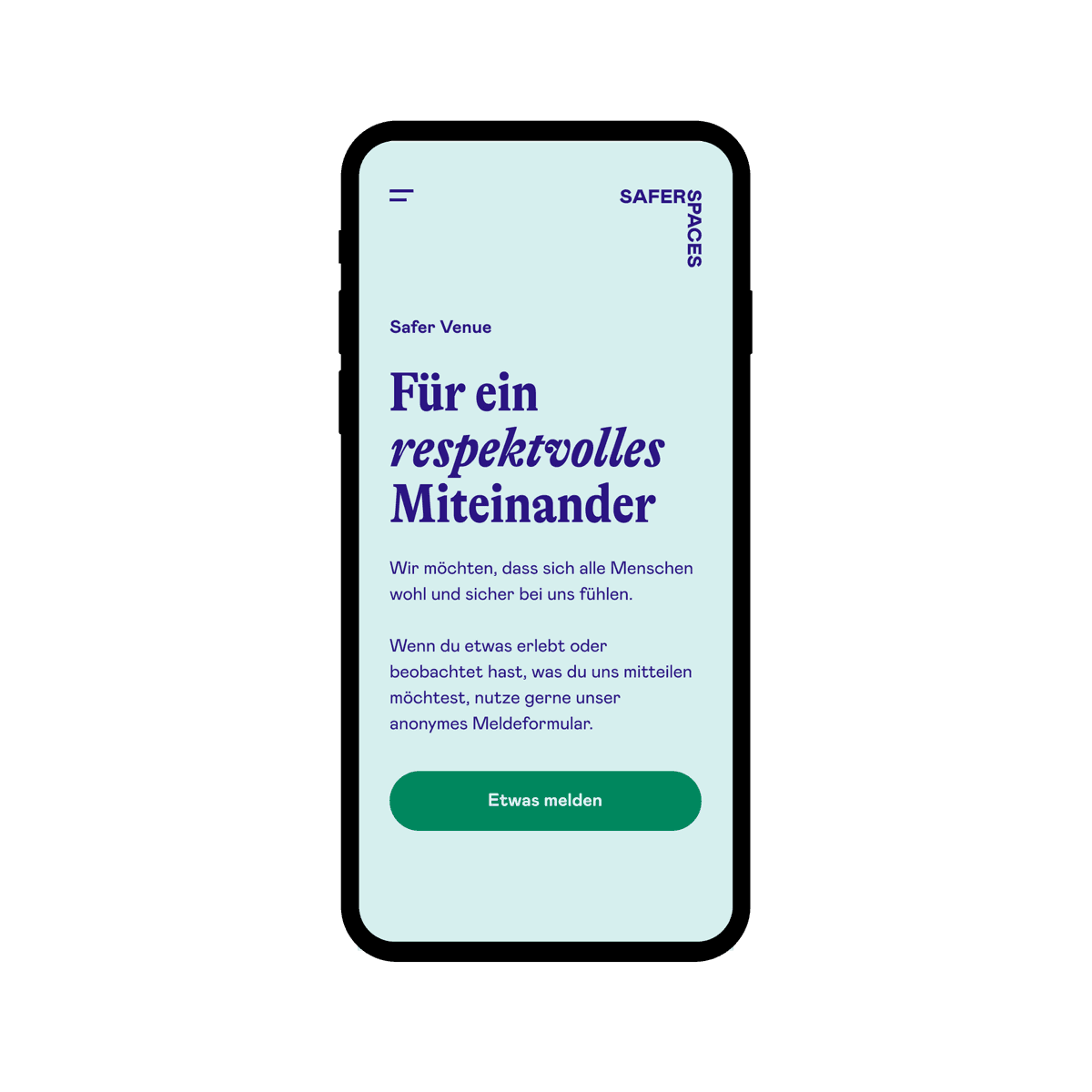 Smartphone mit dem Rapid Report Meldeformular